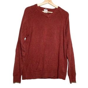 Columbia Men’s Size Medium Burgundy 100% Cotton V-neck Pullover Sweater Logo